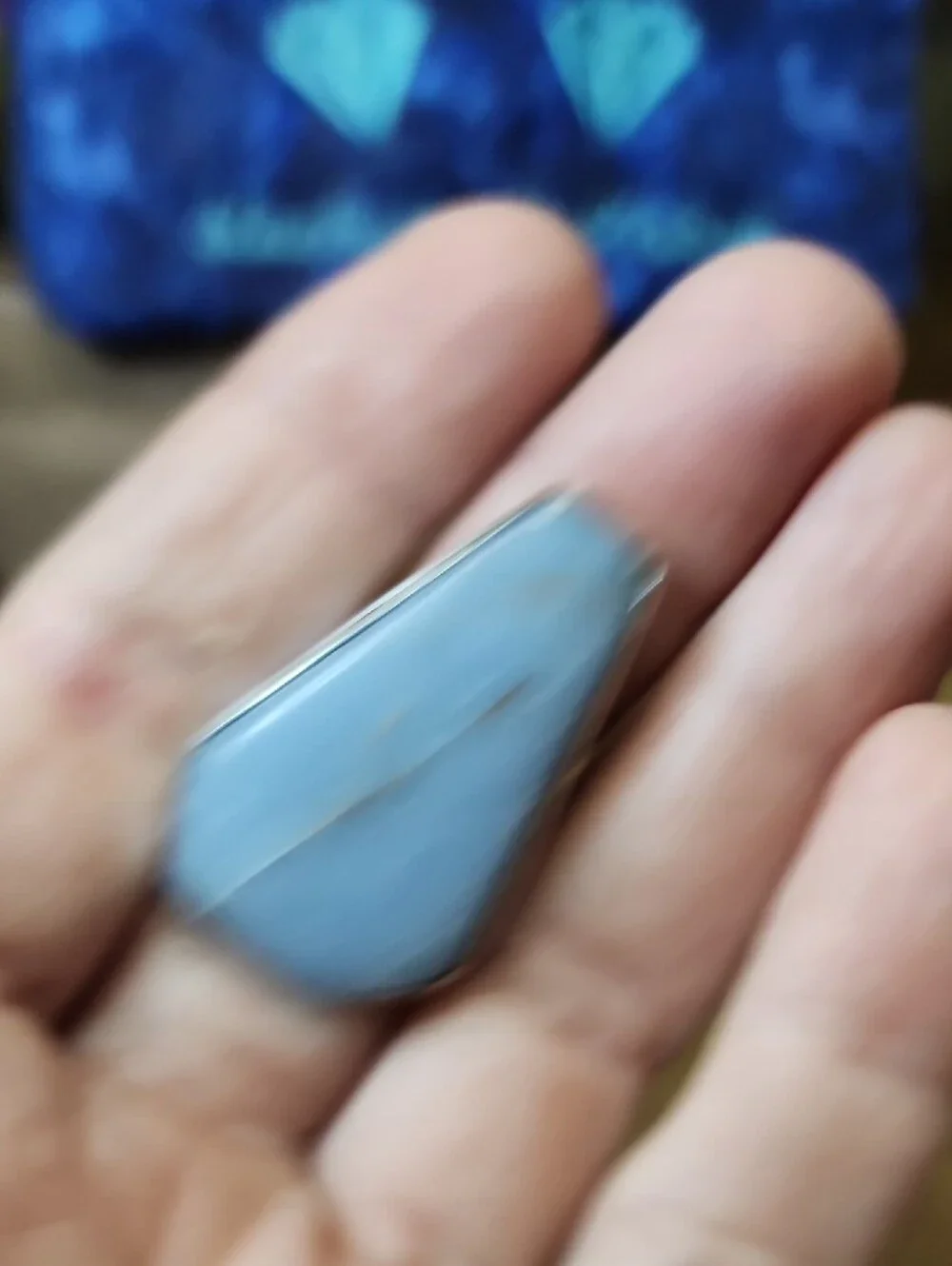 Handcrafted Blue Stone Silver Ring - Women's Jewelry
